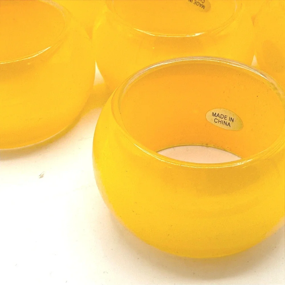 Set 6 Lucite Style Napkin Rings Translucent Yellow Retro by Kohl's Home Studio